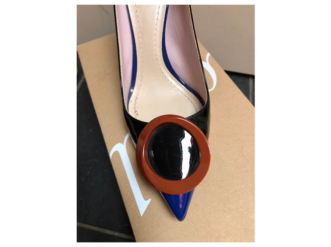Décolleté Dior in vernice nero blu e rosso - vista 3