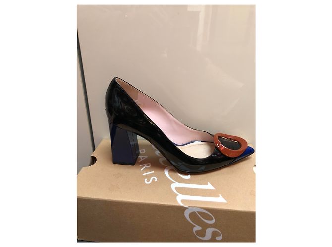 Décolleté Dior in vernice nero blu e rosso - vista 4
