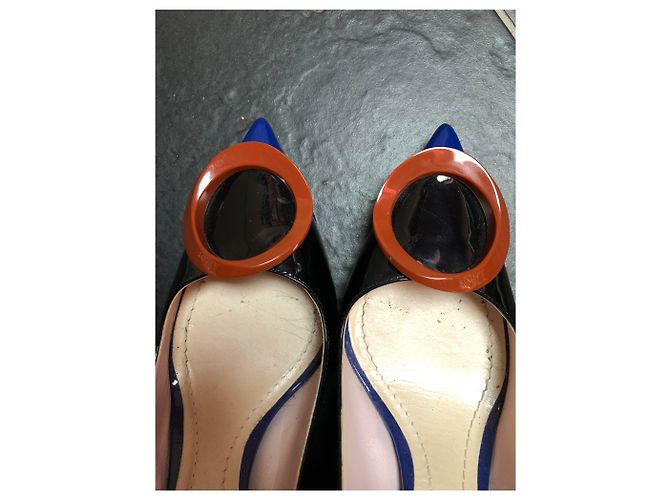 Décolleté Dior in vernice nero blu e rosso - vista 5