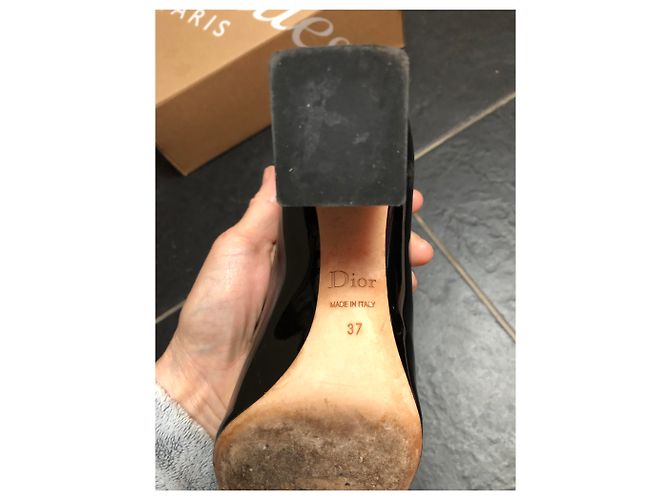 Décolleté Dior in vernice nero blu e rosso - vista 8
