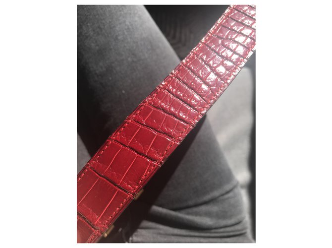 Hermès Gürtel aus rotem Lackkrokodil - Ansicht 6