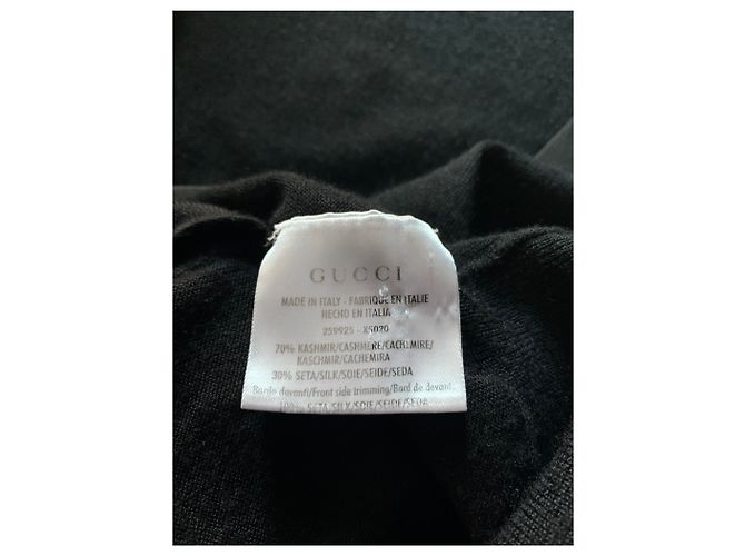 Gucci Lange Strickjacke aus schwarzem Kaschmir - Ansicht 8