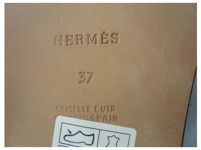 Hermès HERMES Mules cuir blanches neuves H Perforé T37 - vue 6