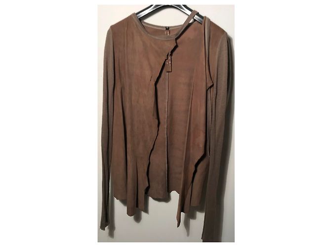 Autre Marque Chaqueta Asimétrica Isaac Sellam de Nubuck Marrón 38 Castaño - vista 12