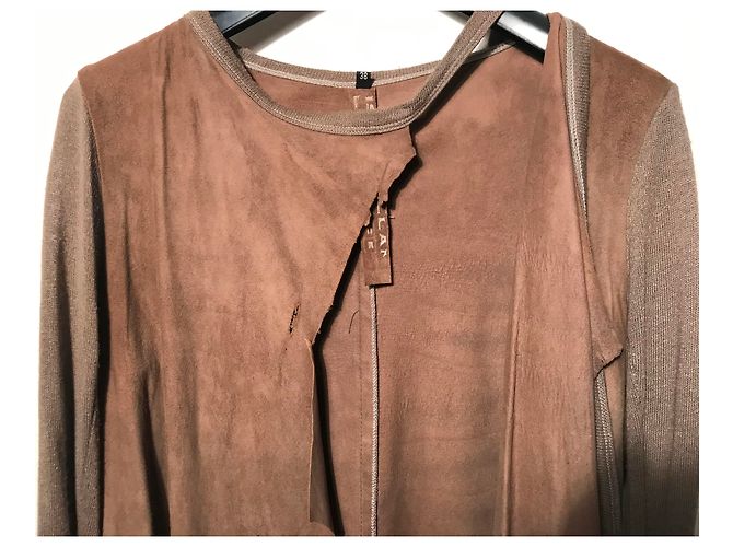 Autre Marque Chaqueta Asimétrica Isaac Sellam de Nubuck Marrón 38 Castaño - vista 13