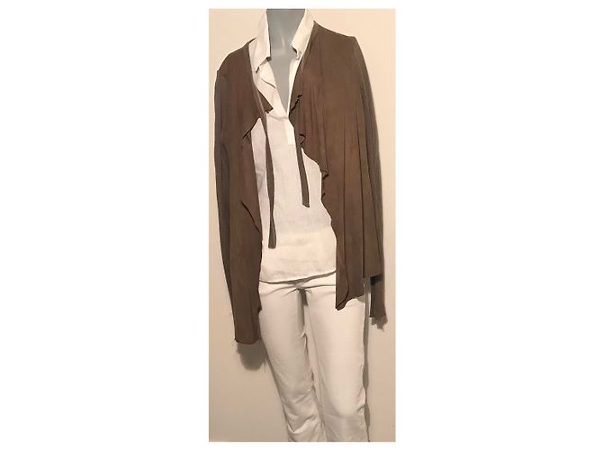 Autre Marque Chaqueta Asimétrica Isaac Sellam de Nubuck Marrón 38 Castaño - vista 17