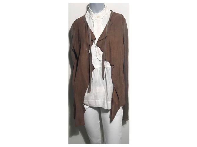 Autre Marque Chaqueta Asimétrica Isaac Sellam de Nubuck Marrón 38 Castaño - vista 19