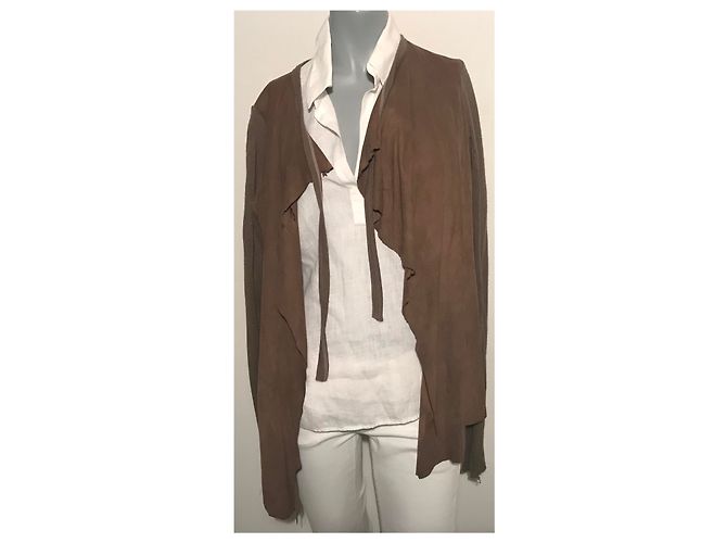 Autre Marque Chaqueta Asimétrica Isaac Sellam de Nubuck Marrón 38 Castaño - vista 2