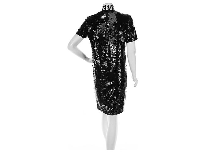 Abito con paillettes nero e argento Versus Versace M - vista 2