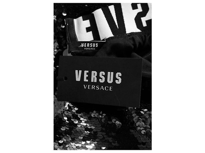 Abito con paillettes nero e argento Versus Versace M - vista 3