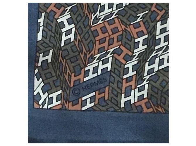 Hermès Platz für Männer " 3D optisch " Marineblau - Ansicht 13
