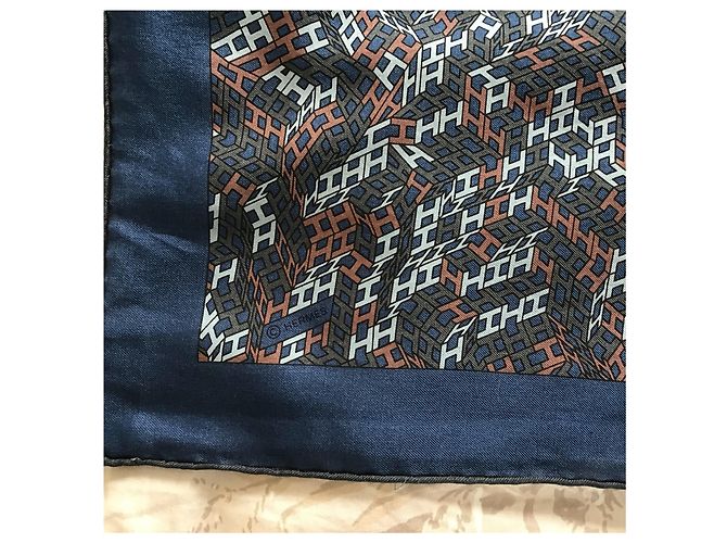 Hermès Platz für Männer " 3D optisch " Marineblau - Ansicht 9