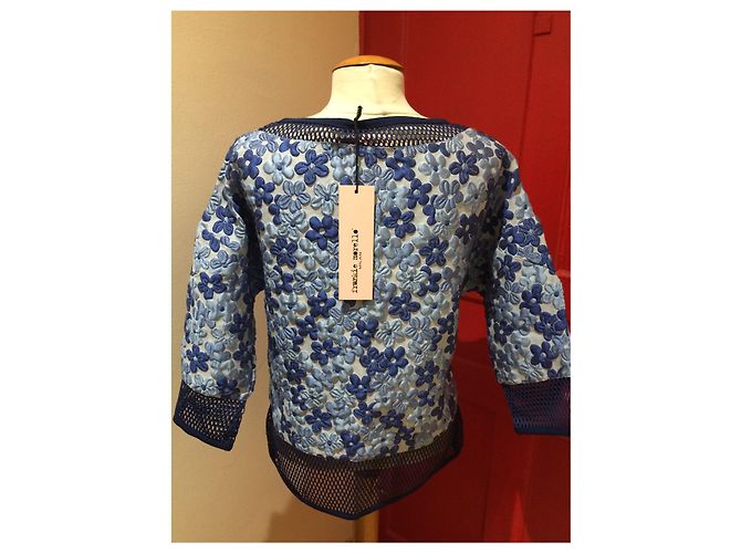 Autre Marque Top Frankie Morello de seda azul - vista 5