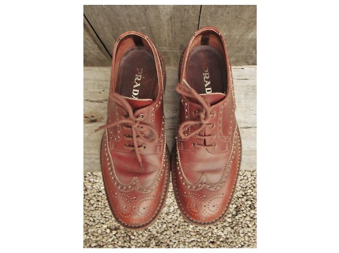 Derbies brogue longwing Prada cuir marron clair 42 - vue 2