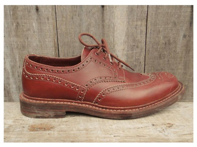 Derbies brogue longwing Prada cuir marron clair 42 - vue 3