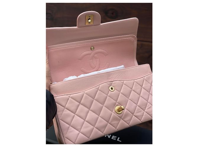 Timeless Chanel Solapa clásica con forro medio Rosa - vista 8