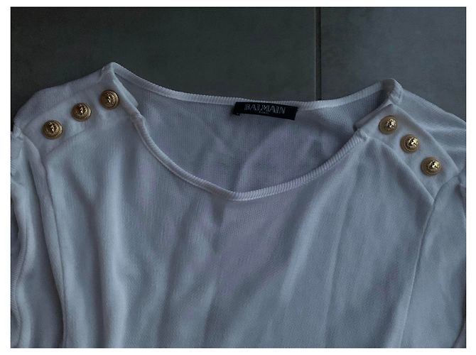 Top de manga larga Balmain blanco de viscosa - vista 2