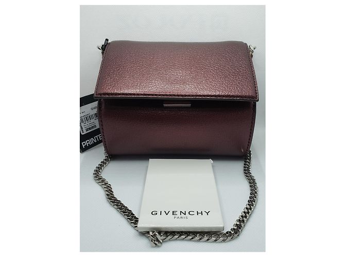 Borsa Micro Pandora Box GIVENCHY pelle bordeaux iridescente NUOVO - vista 2