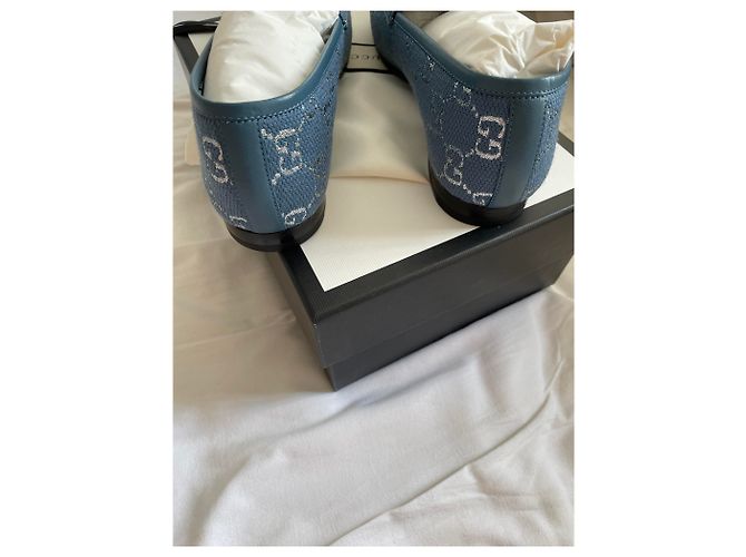 Marmont Mocassini Gucci Jordan in denim azzurro Blu chiaro - vista 3