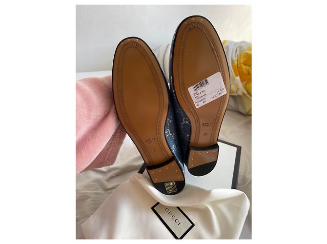Marmont Mocassini Gucci Jordan in denim azzurro Blu chiaro - vista 4