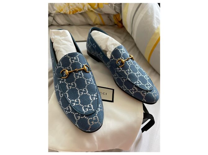 Marmont Mocassini Gucci Jordan in denim azzurro Blu chiaro - vista 5