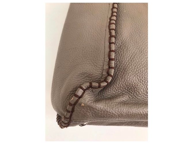Borsa a mano Fendi Peekaboo in pelle kaki Cachi - vista 12