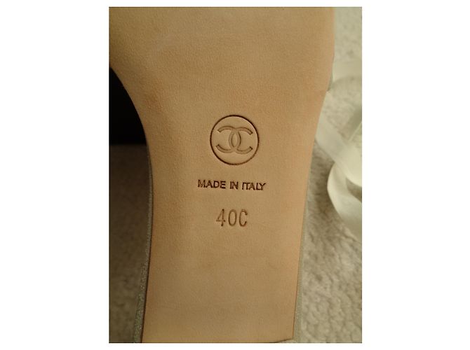 Chanel Mules aus Leder Grau Größe 40 - Ansicht 6