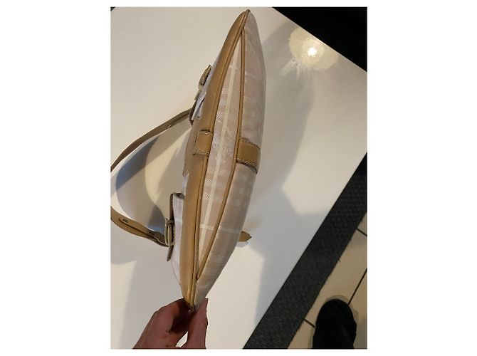 Brook Sac bandoulière Burberry beige en cuir et toile - vue 3