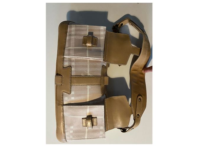 Brook Sac bandoulière Burberry beige en cuir et toile - vue 6