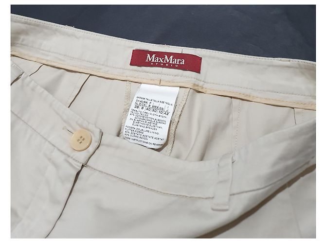 Pantaloni Max Mara beige in cotone - vista 3