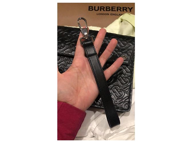 NUOVA BORSA A TRACOLLA IN PELLE BURBERRY CON MONOGRAMMA MISTO Nero - vista 15