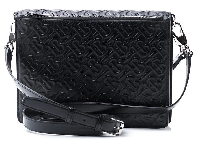 NUOVA BORSA A TRACOLLA IN PELLE BURBERRY CON MONOGRAMMA MISTO Nero - vista 2