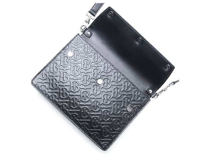 NUOVA BORSA A TRACOLLA IN PELLE BURBERRY CON MONOGRAMMA MISTO Nero - vista 3