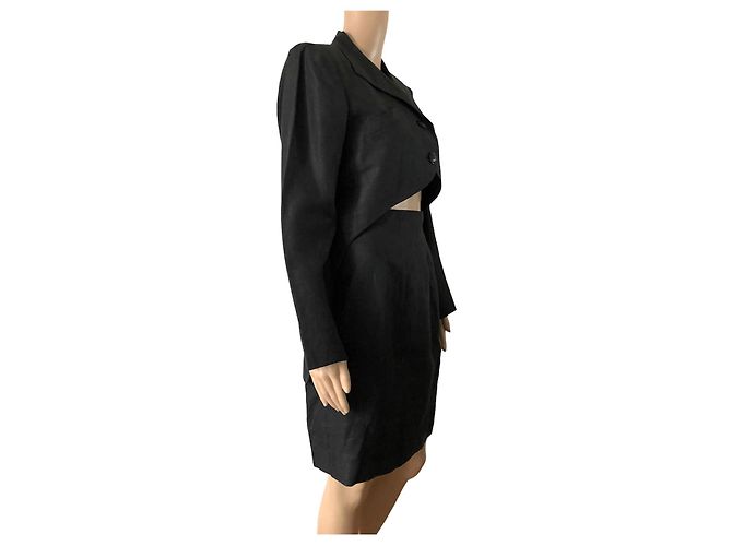 Hermès Tailleur Jupe Hermes en Lin noir - vue 3