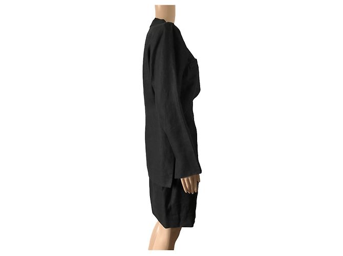 Hermès Tailleur Jupe Hermes en Lin noir - vue 6