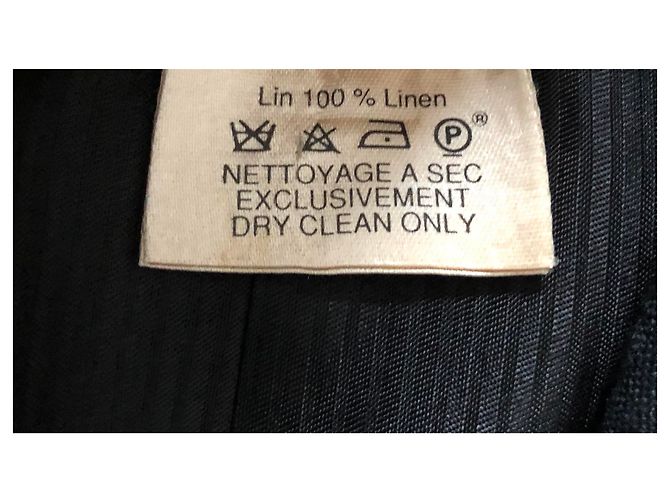 Hermès Tailleur Jupe Hermes en Lin noir - vue 9
