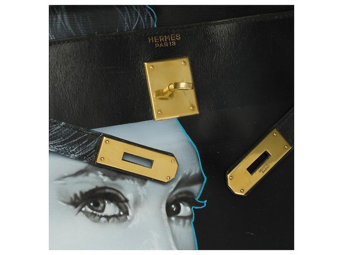 Hermès Bella borsa Hermes Kelly 35 in pelle box nera personalizzata "Audrey Hepburn" Nero - vista 5