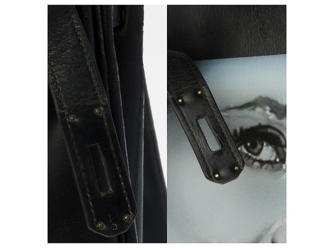 Hermès Bella borsa Hermes Kelly 35 in pelle box nera personalizzata "Audrey Hepburn" Nero - vista 6
