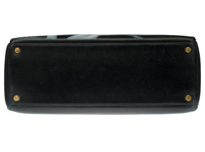 Hermès Bella borsa Hermes Kelly 35 in pelle box nera personalizzata "Audrey Hepburn" Nero - vista 9