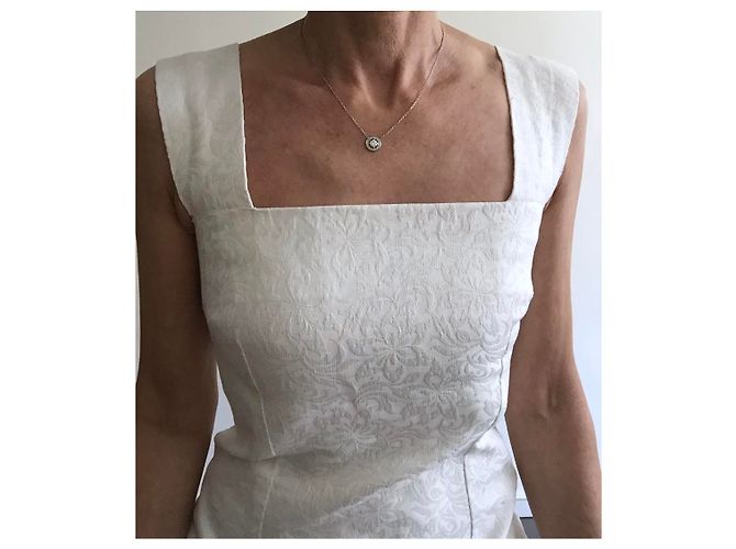 Autre Marque Vestido de piqué de algodón blanco - vista 7