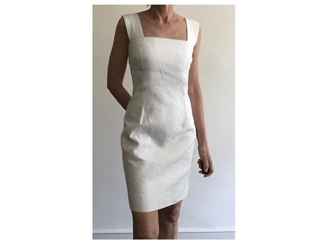 Autre Marque Vestido de piqué de algodón blanco - vista 2
