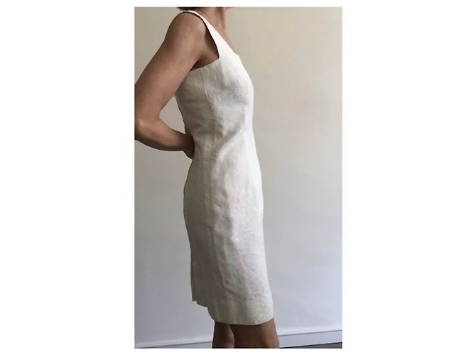Autre Marque Vestido de piqué de algodón blanco - vista 3