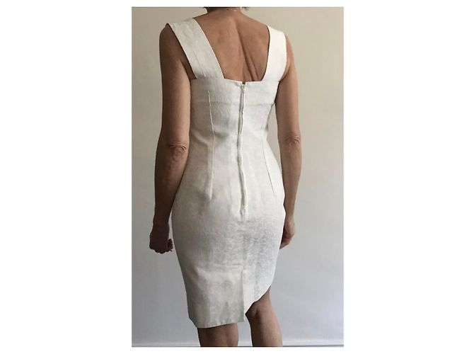 Autre Marque Vestido de piqué de algodón blanco - vista 4