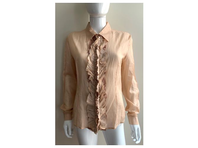 Miu Miu Camisa gasa rosa de algodón en polvo - vista 12