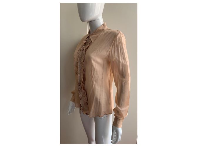 Miu Miu Camisa gasa rosa de algodón en polvo - vista 14