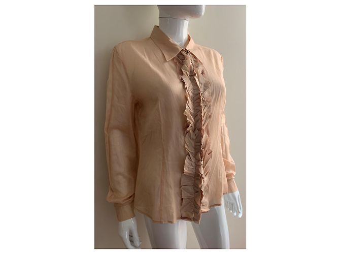 Miu Miu Camisa gasa rosa de algodón en polvo - vista 16