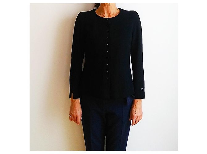 Chanel Black Wool Crepe Jacket Size 38 - view 4