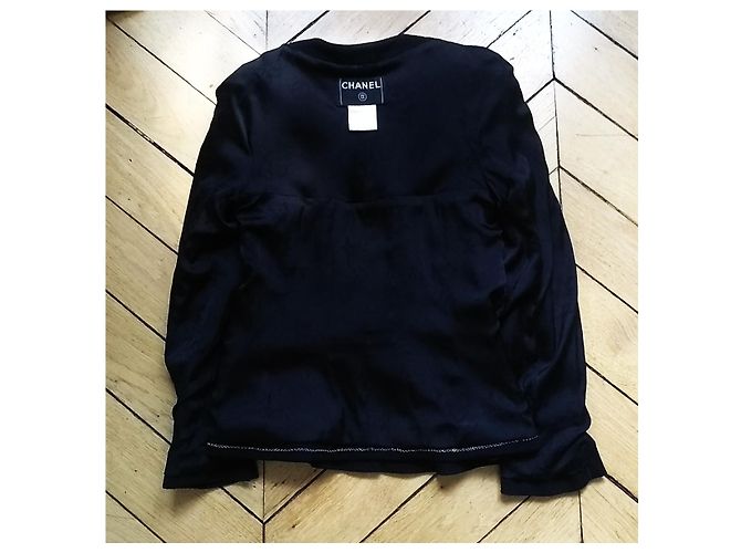 Chanel Black Wool Crepe Jacket Size 38 - view 6