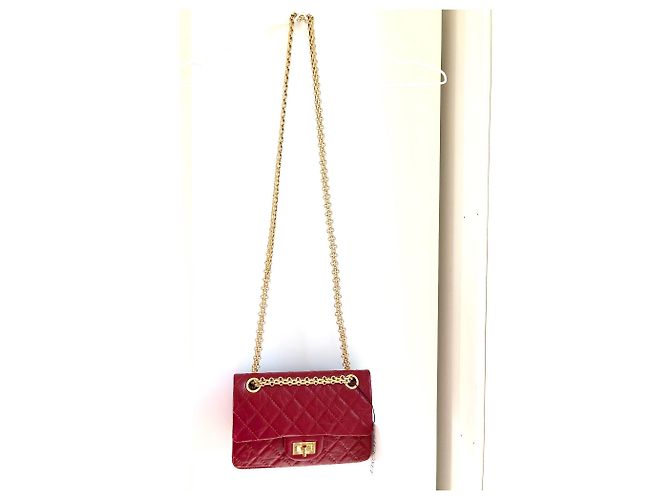 Ristampa Chanel 2.55 Mini borsa, rosso e oro lucido hw - vista 2