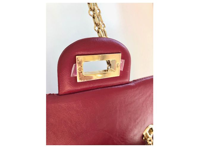 Ristampa Chanel 2.55 Mini borsa, rosso e oro lucido hw - vista 4
